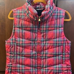 Talbots Red Plaid Puffer Vest